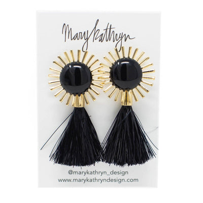 Black Metallic Starburst Tassel Earrings by Mary Kathryn Design on Synergy Marketplace