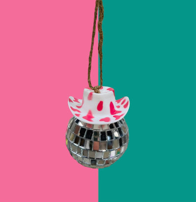 Pink Cowprint Disco Cowgirl Car Charm by Pinky Bolle on Synergy Marketplace