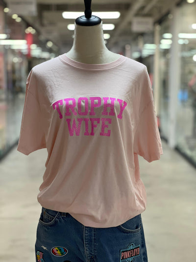 Pink Glitter Trophy Wife on Light Pink Tee by Malibu Hippie on Synergy Marketplace