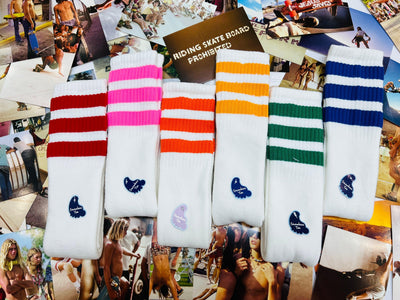 Retro Stripe Knee High Socks by Malibu Hippie on Synergy Marketplace