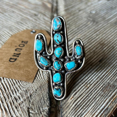 Tibetan Silver Turquoise Cactus Ring by Malibu Hippie on Synergy Marketplace