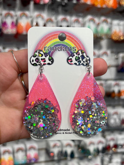 Pink/Silver Glitter Teardrop Earrings by Randans on Synergy Marketplace
